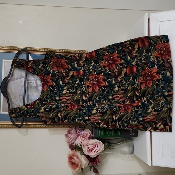 Vintage Floral Linen Dress Y2K Feminine Sexy Flirty Artsy Dark Romance - Picture 2 of 15